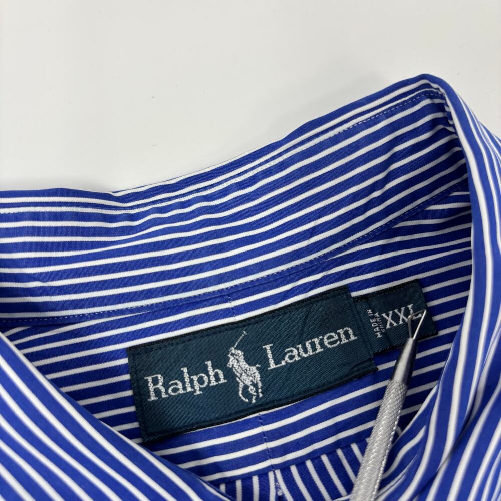 Ralph Lauren Mens 2XL Blue White Striped Long Sleeve Button Down Shirt - Picture 2 of 5